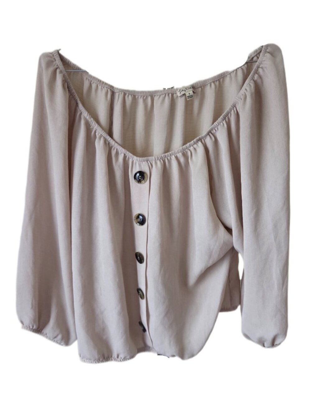 Lily White Off the Shoulder Light Beige Top